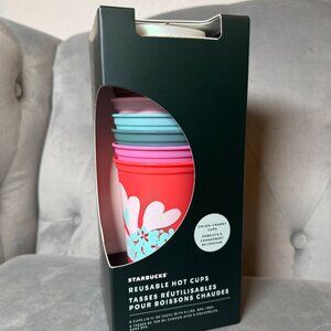 Starbucks Heart Valentine's Reusable Hot Cup Color Changing Set 6 Pack‎ 16 fl.oz